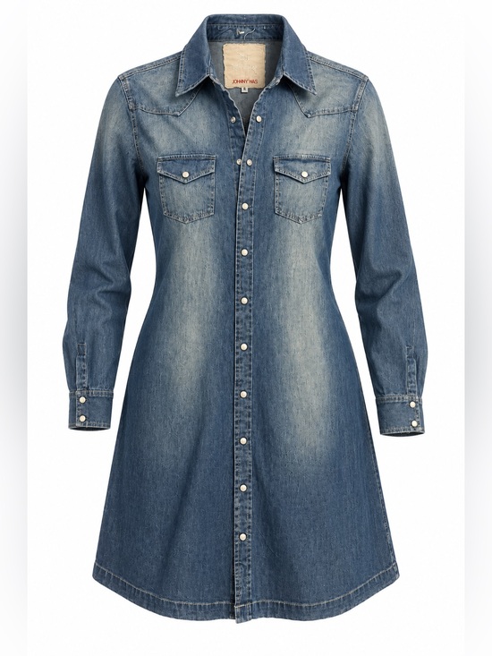 Johnny Was Tops - Johnny Was 3J Workshop Denim Shirt Dress Women Small Blue Boho Western Snap